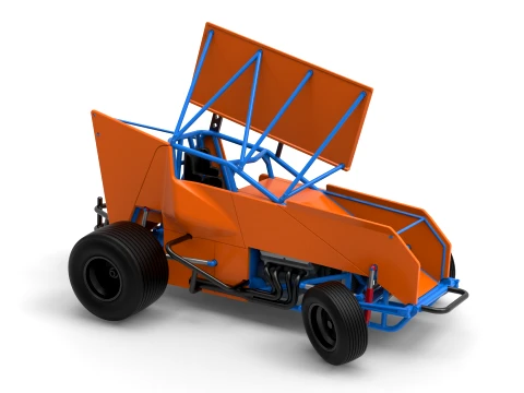 Winged Sprint car Version 2 while turning Scale 1 to 25 3D Print Model