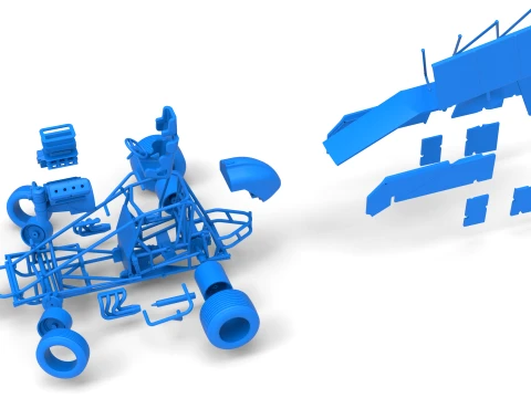 Winged Sprint car Version 2 while turning Scale 1 to 25 3D Print Model