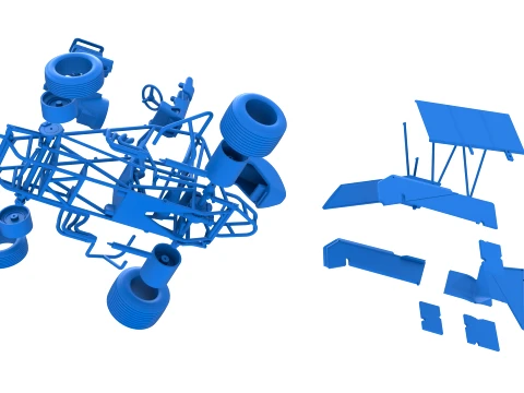 Winged Sprint car Version 2 while turning Scale 1 to 25 3D Print Model