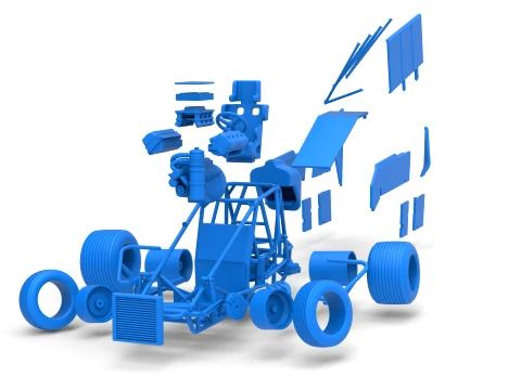 Winged Sprint car Version 2 while turning Scale 1 to 25 3D Print Model