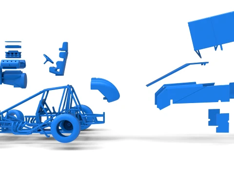 Winged Sprint car Version 2 while turning Scale 1 to 25 3D Print Model