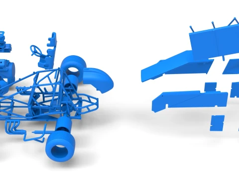 Winged Sprint car Version 2 while turning Scale 1 to 25 3D Print Model