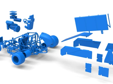 Winged Sprint car Version 2 while turning Scale 1 to 25 3D Print Model