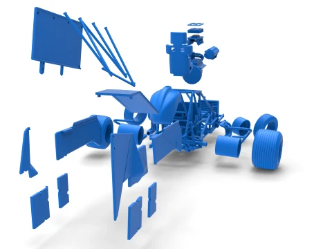 Winged Sprint car Version 2 while turning Scale 1 to 25 3D Print Model
