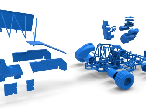 Winged Sprint car Version 2 while turning Scale 1 to 25 3D Print Model