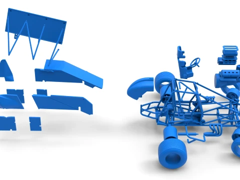 Winged Sprint car Version 2 while turning Scale 1 to 25 3D Print Model