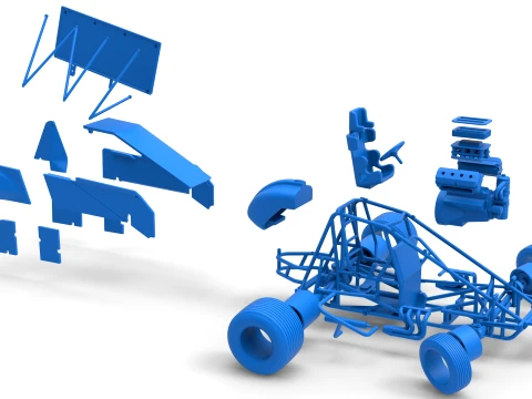 Winged Sprint car Version 2 while turning Scale 1 to 25 3D Print Model