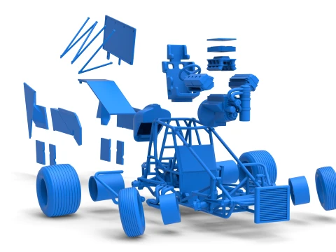 Winged Sprint car Version 2 while turning Scale 1 to 25 3D Print Model