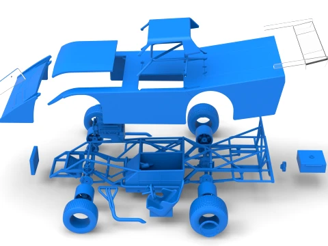 Vintage Dirt late model Race car Version 5 Scale 1 to 25 3D Print Model