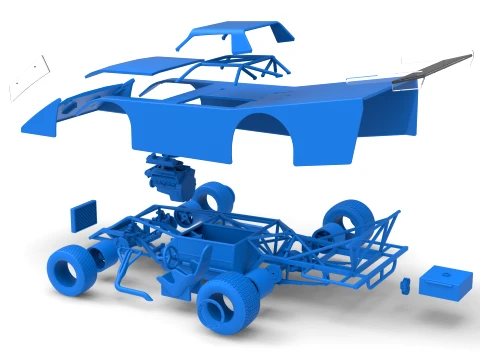 Vintage Dirt late model Race car Version 5 Scale 1 to 25 3D Print Model