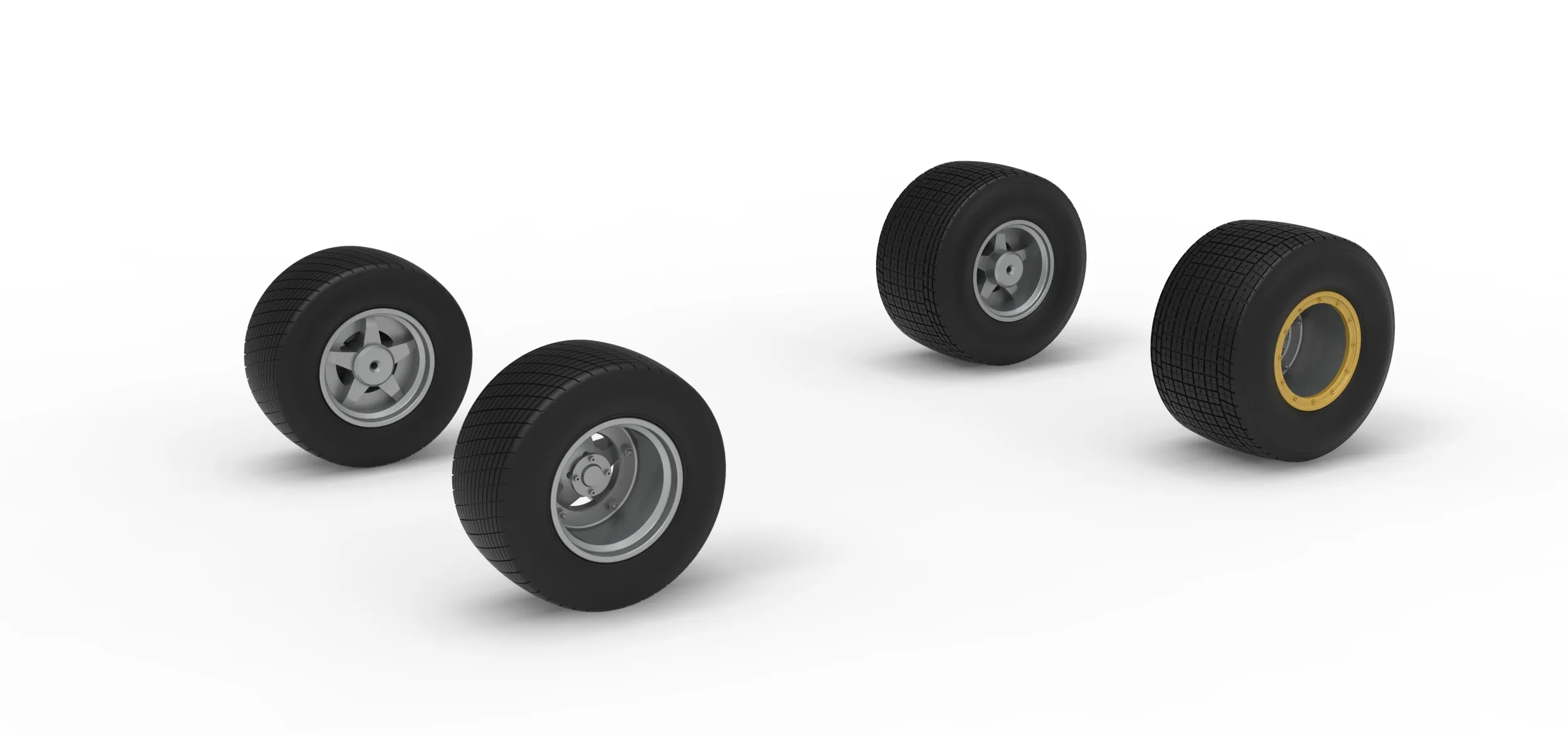 Wheel Set of Vintage Dirt late model Race car Version 4 Scale 1 to 25 3D Print Model .c4d .max .obj .3ds .fbx .stl .blend 