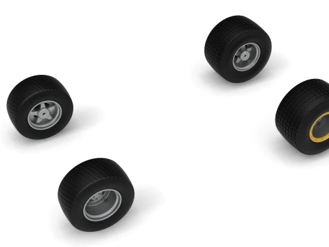 Wheel Set of Vintage Dirt late model Race car Version 4 Scale 1 to 25 3D Print Model