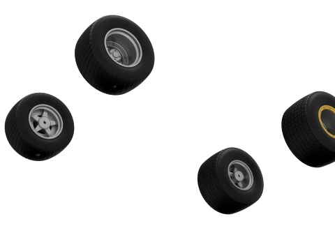 Wheel Set of Vintage Dirt late model Race car Version 4 Scale 1 to 25 3D Print Model