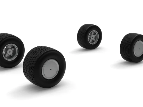 Wheel Set of Vintage Dirt late model Race car Version 4 Scale 1 to 25 3D Print Model