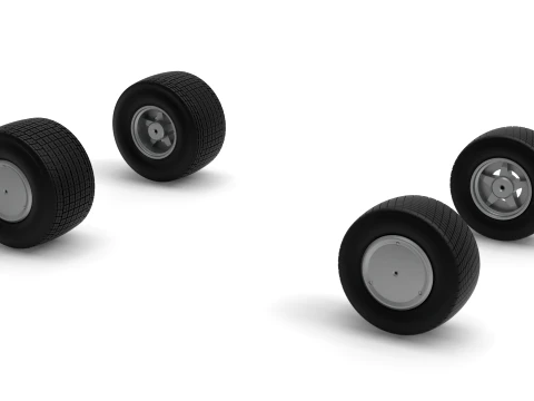 Wheel Set of Vintage Dirt late model Race car Version 4 Scale 1 to 25 3D Print Model