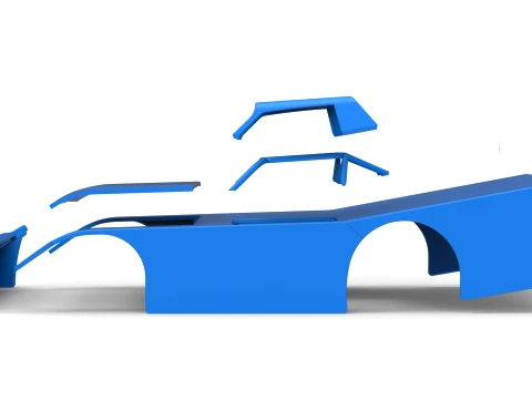 Shell of Vintage Dirt late model Race car Version 4 Scale 1 to 25 3D Print Model