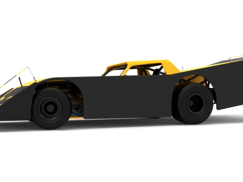 Vintage Dirt late model Race car Version 5 while turning Scale 1 to 25 3D Print Model