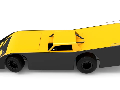 Vintage Dirt late model Race car Version 5 while turning Scale 1 to 25 3D Print Model