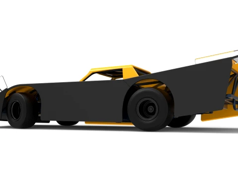 Vintage Dirt late model Race car Version 5 while turning Scale 1 to 25 3D Print Model