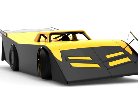Vintage Dirt late model Race car Version 5 while turning Scale 1 to 25 3D Print Model