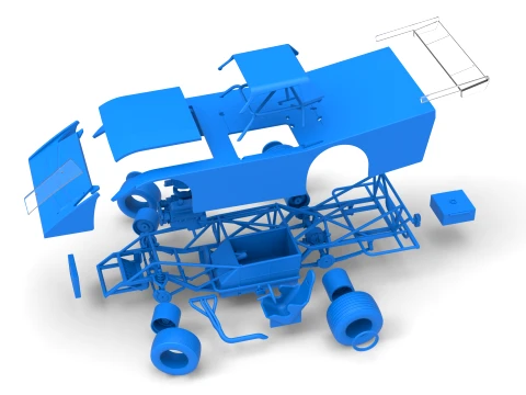 Vintage Dirt late model Race car Version 5 while turning Scale 1 to 25 3D Print Model
