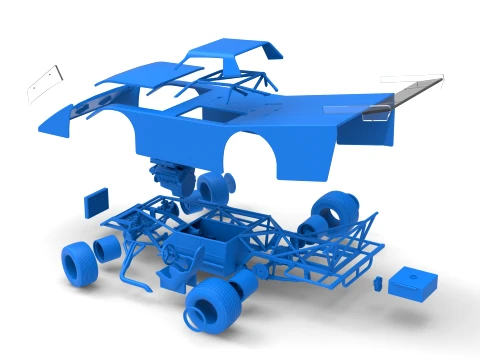 Vintage Dirt late model Race car Version 5 while turning Scale 1 to 25 3D Print Model