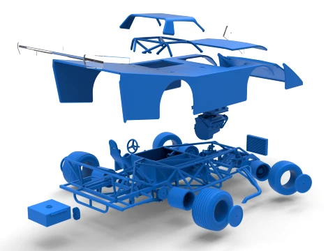 Vintage Dirt late model Race car Version 5 while turning Scale 1 to 25 3D Print Model