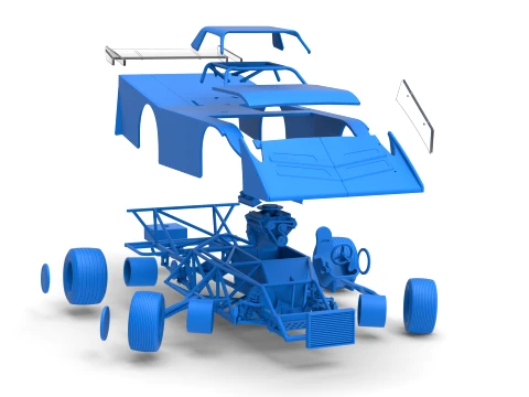 Vintage Dirt late model Race car Version 5 while turning Scale 1 to 25 3D Print Model