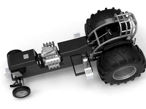 Vintage Pulling tractor Version 3 Scale 1 to 25 3D Print Model