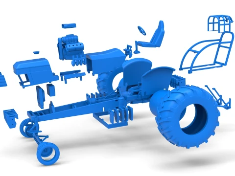 Vintage Pulling tractor Version 3 Scale 1 to 25 3D Print Model