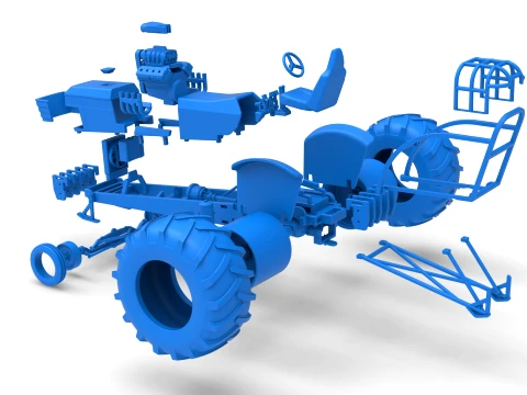 Vintage Pulling tractor Version 3 Scale 1 to 25 3D Print Model