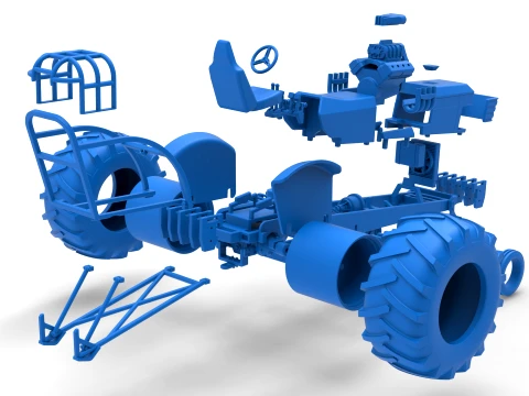 Vintage Pulling tractor Version 3 Scale 1 to 25 3D Print Model