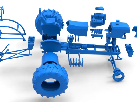 Vintage Pulling tractor Version 3 Scale 1 to 25 3D Print Model