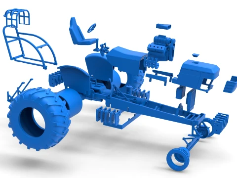 Vintage Pulling tractor Version 3 Scale 1 to 25 3D Print Model