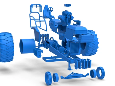 Vintage Pulling tractor Version 3 Scale 1 to 25 3D Print Model