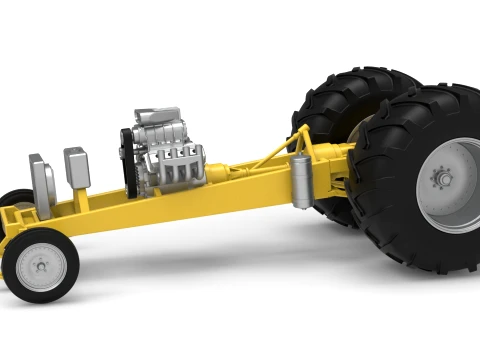 Tracteur de traction vintage Base Version 2 &Eacute;chelle 1 &agrave; 25 Modèles 3D en vedette