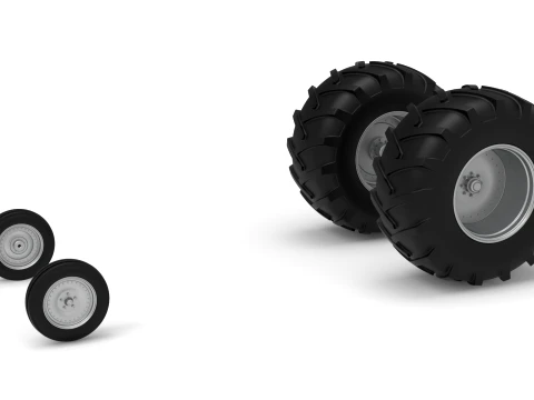Jeu de roues de tracteur &agrave; traction vintage version 2 &eacute;chelle 1 &agrave; 25 Modèles 3D en vedette