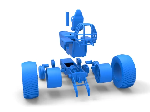 Fun short Pro Stock Pulling Tractor Version 2 Scale 1 to 25 3D Print Model