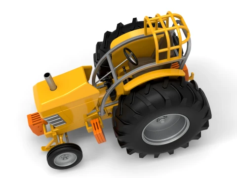 Fun Short Vintage Pulling tractor Scale 1 to 25 3D Print Model