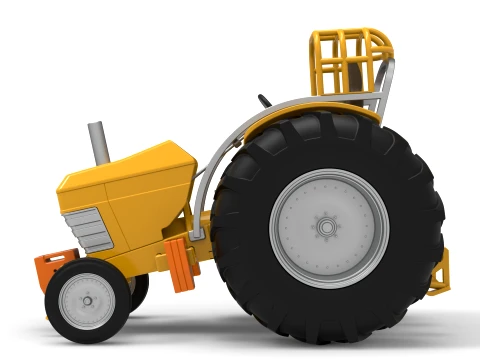 Fun Short Vintage Pulling tractor Scale 1 to 25 3D Print Model