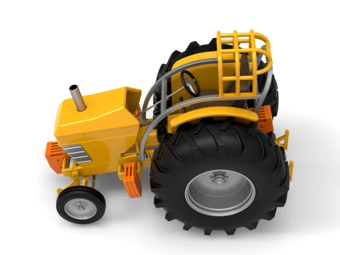 Fun Short Vintage Pulling tractor Scale 1 to 25 3D Print Model