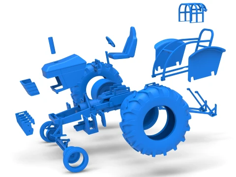 Fun Short Vintage Pulling tractor Scale 1 to 25 3D Print Model