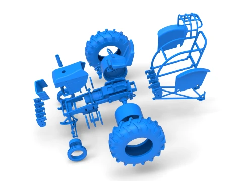 Fun Short Vintage Pulling tractor Scale 1 to 25 3D Print Model
