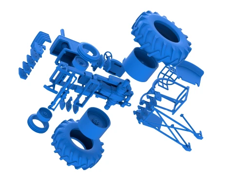 Fun Short Vintage Pulling tractor Scale 1 to 25 3D Print Model