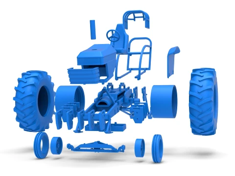 Fun Short Vintage Pulling tractor Scale 1 to 25 3D Print Model