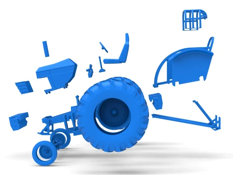 Fun Short Vintage Pulling tractor Scale 1 to 25 3D Print Model