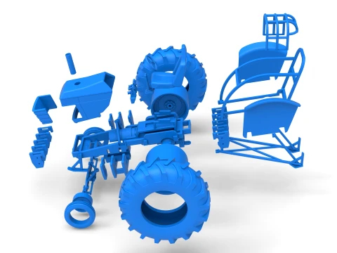 Fun Short Vintage Pulling tractor Scale 1 to 25 3D Print Model
