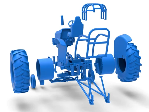 Fun Short Vintage Pulling tractor Scale 1 to 25 3D Print Model
