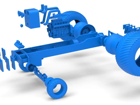 Pro Stock Pulling Tractor Base Scale 1 to 25 3D Print Model
