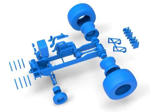 Pro Stock Pulling Tractor Base Scale 1 to 25 3D Print Model